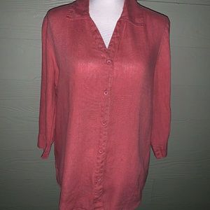 Hot Cotton 3/4 Sleeve Button-Down Shirt